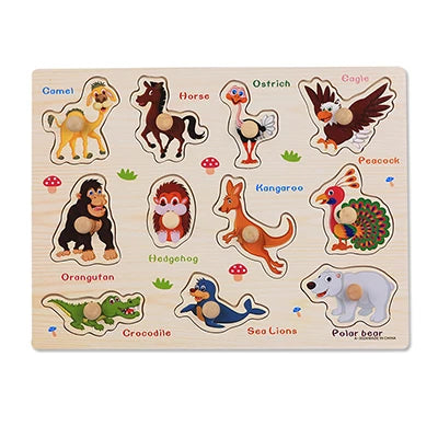 Montessori Baby Puzzle Wooden Toys 1 2 3 Years Children Hand Grab Board Game Toddler Fine Motor Skills Educational Toys for Kids