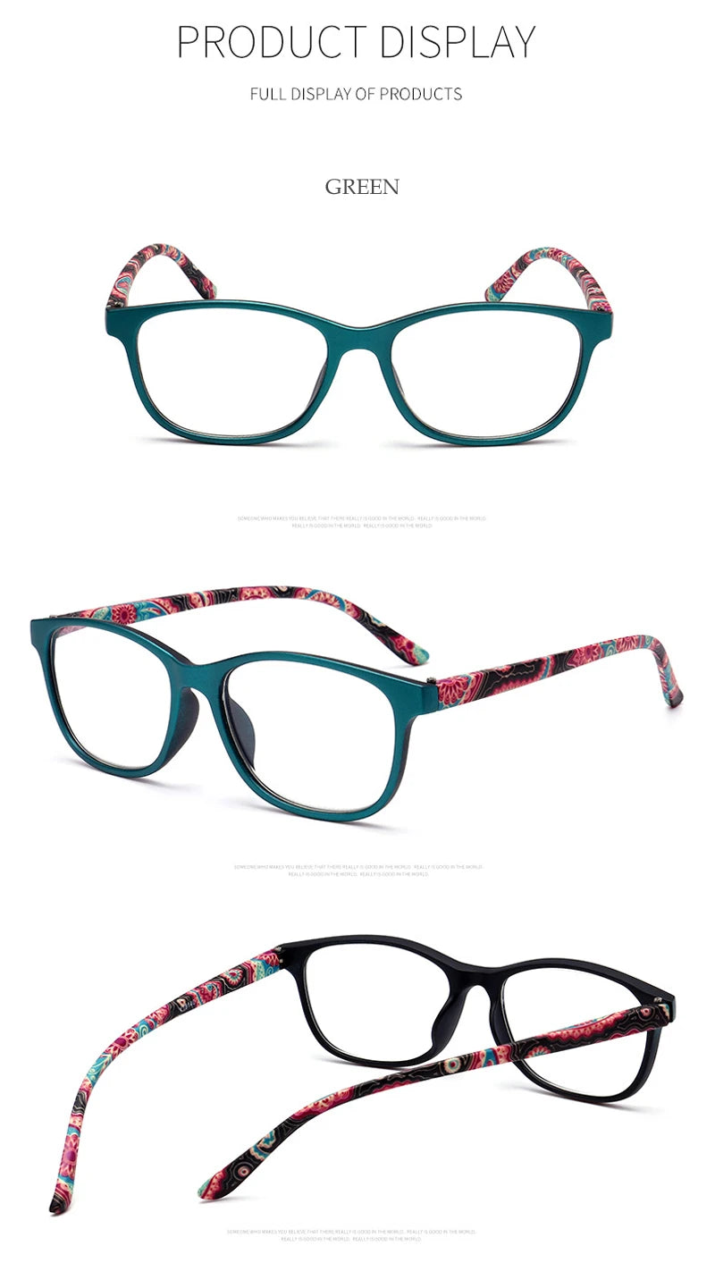 Red Green Computer Reading Glasses Women Men Oval Clear Resin Magnifier Eyewear Presbyopic Optical Glasses +0.5 0.75 1.75 2.75