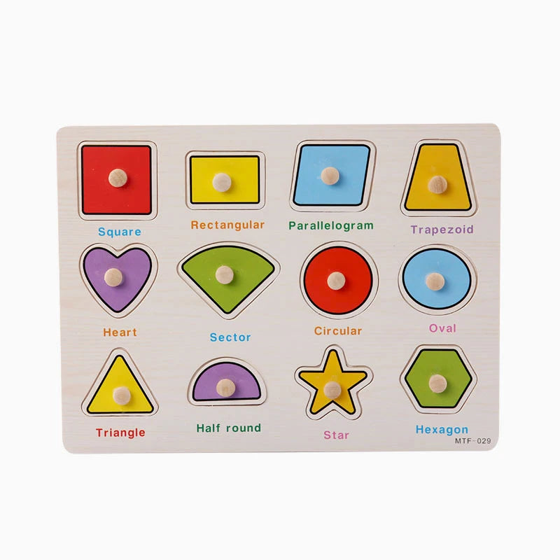 Montessori Baby Puzzle Wooden Toys 1 2 3 Years Children Hand Grab Board Game Toddler Fine Motor Skills Educational Toys for Kids