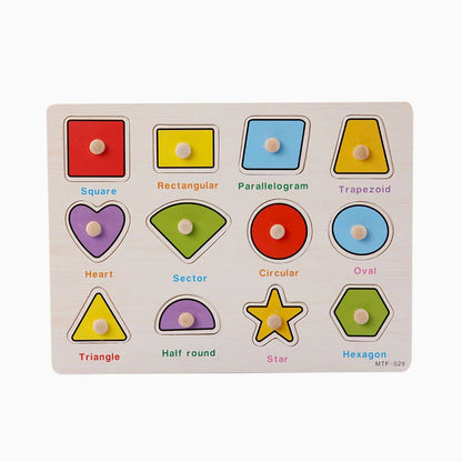 Montessori Baby Puzzle Wooden Toys 1 2 3 Years Children Hand Grab Board Game Toddler Fine Motor Skills Educational Toys for Kids
