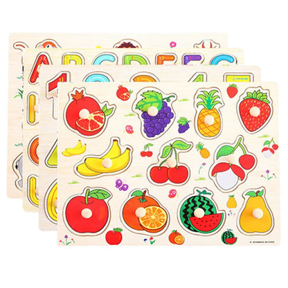 Montessori Baby Puzzle Wooden Toys 1 2 3 Years Children Hand Grab Board Game Toddler Fine Motor Skills Educational Toys for Kids