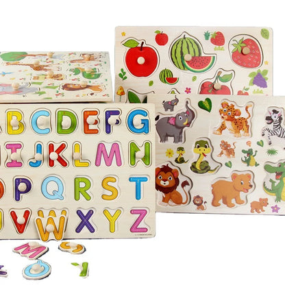 Montessori Baby Puzzle Wooden Toys 1 2 3 Years Children Hand Grab Board Game Toddler Fine Motor Skills Educational Toys for Kids
