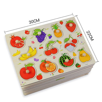 Montessori Baby Puzzle Wooden Toys 1 2 3 Years Children Hand Grab Board Game Toddler Fine Motor Skills Educational Toys for Kids