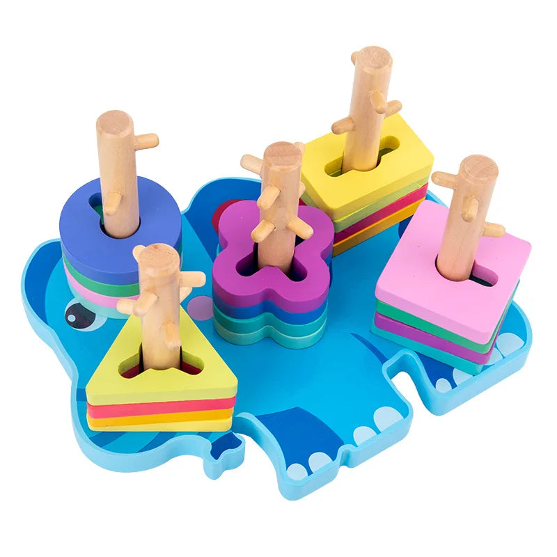 Montessori Baby Puzzle Wooden Toys 1 2 3 Years Children Hand Grab Board Game Toddler Fine Motor Skills Educational Toys for Kids