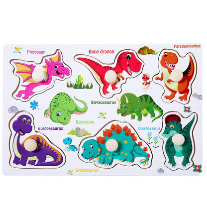 Montessori Baby Puzzle Wooden Toys 1 2 3 Years Children Hand Grab Board Game Toddler Fine Motor Skills Educational Toys for Kids