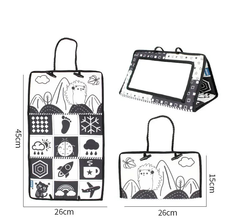 Black and White Newborn Mirror Toys Baby Tummy Time for Babies Montessori Development Crawl High Contrast Activity Sensory Toy