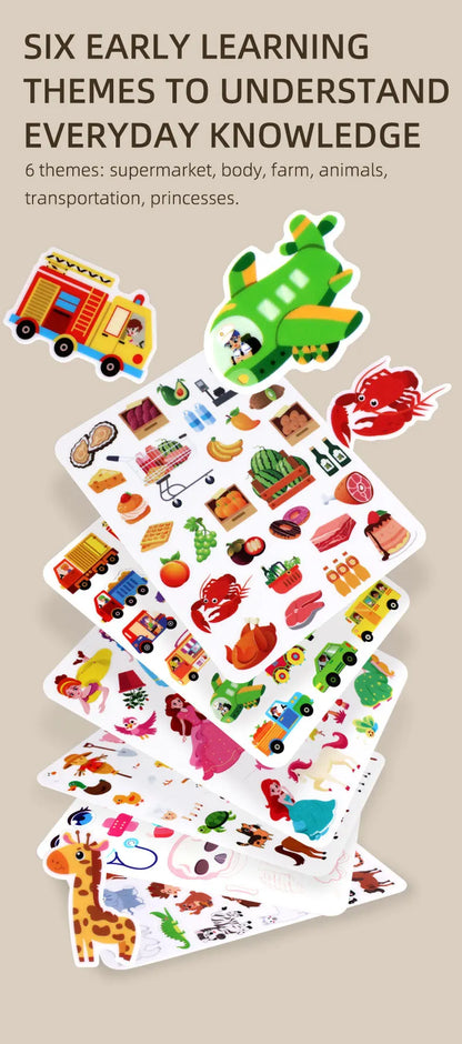 Reusable Sticker Book for Kids Vehicles Truck Multi-Theme Bubble Sticker Jelly Stickers Educational Learning Toys for Children