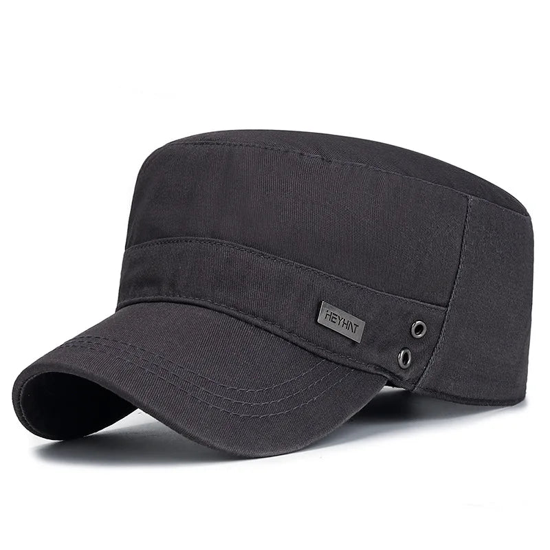 Vintage Men Flat Top Hat Adjustable Army Military Hats Cadet Style Men Women Army Cap Outdoor Fisher Sun Protective Hat