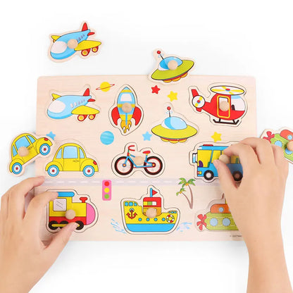 Montessori Baby Puzzle Wooden Toys 1 2 3 Years Children Hand Grab Board Game Toddler Fine Motor Skills Educational Toys for Kids
