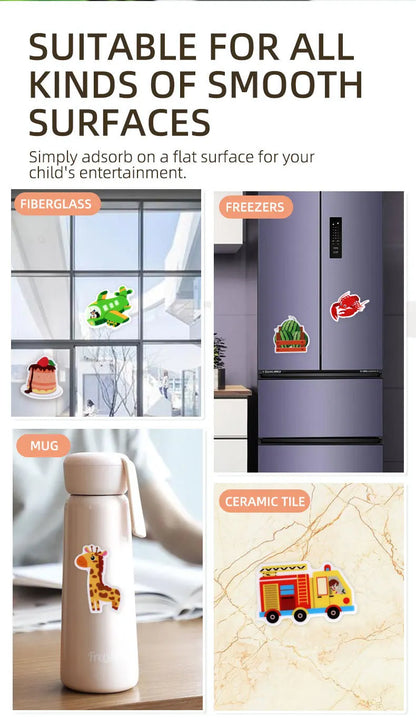 Reusable Sticker Book for Kids Vehicles Truck Multi-Theme Bubble Sticker Jelly Stickers Educational Learning Toys for Children