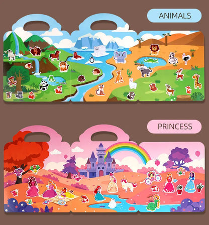 Reusable Sticker Book for Kids Vehicles Truck Multi-Theme Bubble Sticker Jelly Stickers Educational Learning Toys for Children