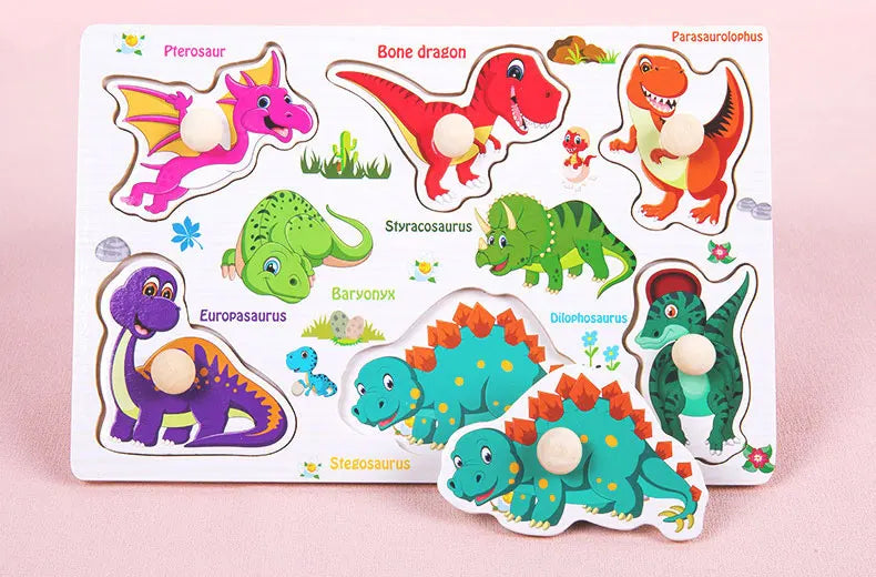 Montessori Baby Puzzle Wooden Toys 1 2 3 Years Children Hand Grab Board Game Toddler Fine Motor Skills Educational Toys for Kids
