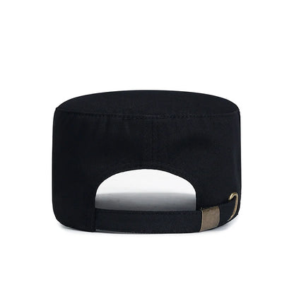 Vintage Men Flat Top Hat Adjustable Army Military Hats Cadet Style Men Women Army Cap Outdoor Fisher Sun Protective Hat