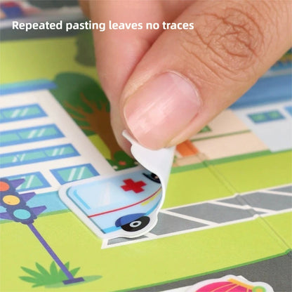 Reusable Sticker Book for Kids Vehicles Truck Multi-Theme Bubble Sticker Jelly Stickers Educational Learning Toys for Children