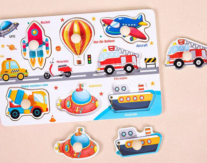Montessori Baby Puzzle Wooden Toys 1 2 3 Years Children Hand Grab Board Game Toddler Fine Motor Skills Educational Toys for Kids