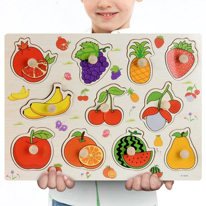 Montessori Baby Puzzle Wooden Toys 1 2 3 Years Children Hand Grab Board Game Toddler Fine Motor Skills Educational Toys for Kids