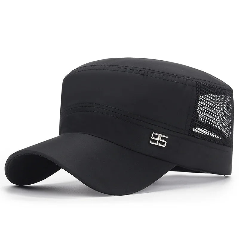 Vintage Men Flat Top Hat Adjustable Army Military Hats Cadet Style Men Women Army Cap Outdoor Fisher Sun Protective Hat