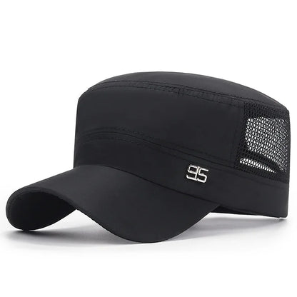 Vintage Men Flat Top Hat Adjustable Army Military Hats Cadet Style Men Women Army Cap Outdoor Fisher Sun Protective Hat
