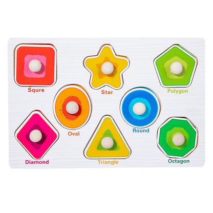 Montessori Baby Puzzle Wooden Toys 1 2 3 Years Children Hand Grab Board Game Toddler Fine Motor Skills Educational Toys for Kids