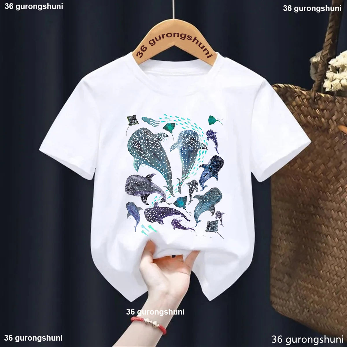 Types Of Shark Identification Cartoon Print Tshirt Boys Kawaii Kids Clothes Cute T-Shirt Children'S Clothes Summer Toddler Tee