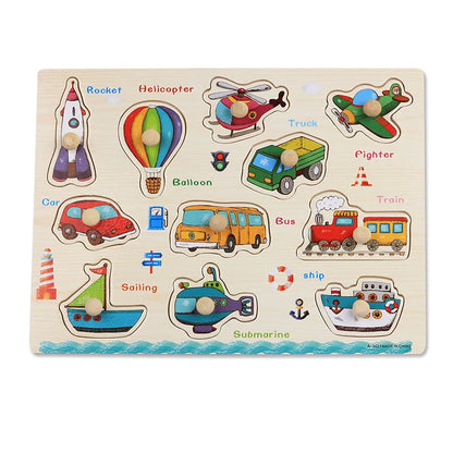 Montessori Baby Puzzle Wooden Toys 1 2 3 Years Children Hand Grab Board Game Toddler Fine Motor Skills Educational Toys for Kids
