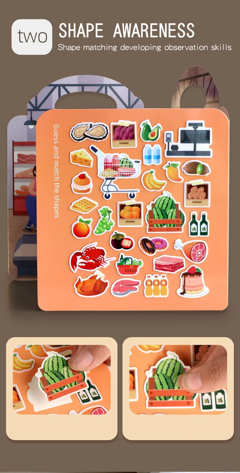 Reusable Sticker Book for Kids Vehicles Truck Multi-Theme Bubble Sticker Jelly Stickers Educational Learning Toys for Children