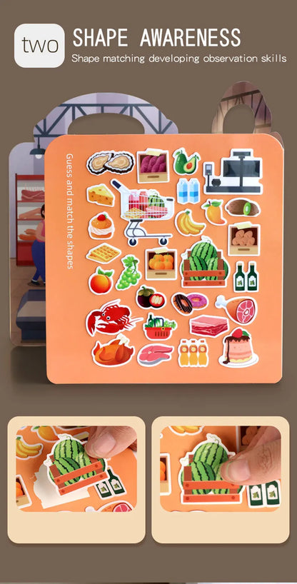 Reusable Sticker Book for Kids Vehicles Truck Multi-Theme Bubble Sticker Jelly Stickers Educational Learning Toys for Children
