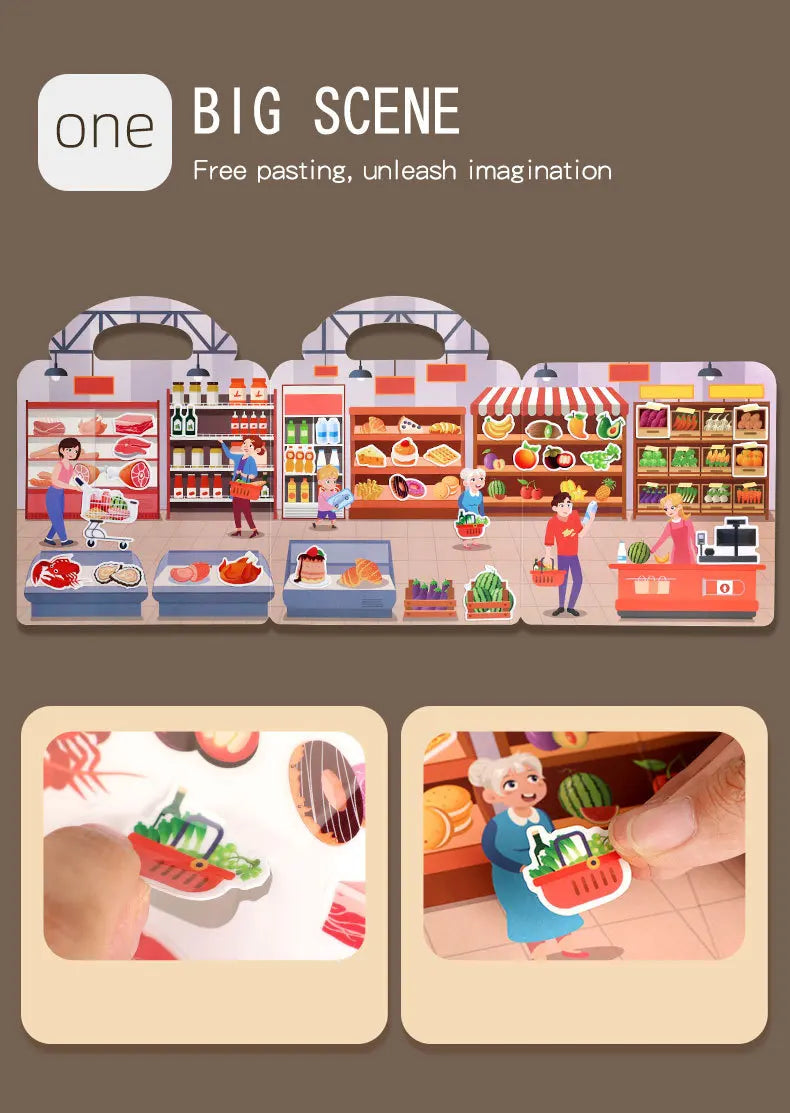 Reusable Sticker Book for Kids Vehicles Truck Multi-Theme Bubble Sticker Jelly Stickers Educational Learning Toys for Children