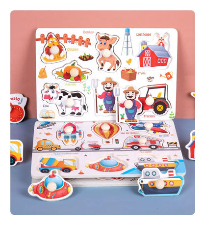 Montessori Baby Puzzle Wooden Toys 1 2 3 Years Children Hand Grab Board Game Toddler Fine Motor Skills Educational Toys for Kids