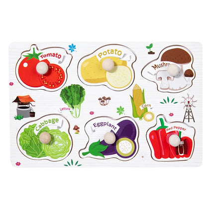 Montessori Baby Puzzle Wooden Toys 1 2 3 Years Children Hand Grab Board Game Toddler Fine Motor Skills Educational Toys for Kids