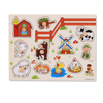 Montessori Baby Puzzle Wooden Toys 1 2 3 Years Children Hand Grab Board Game Toddler Fine Motor Skills Educational Toys for Kids