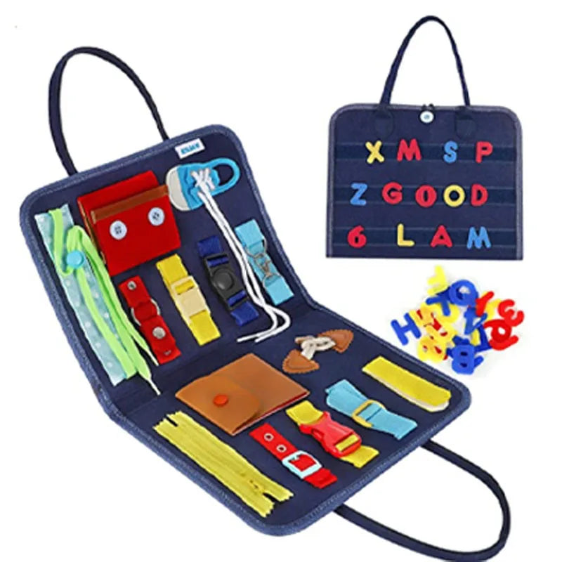 Sensory Play Board Busy Board Montessori Leaning Toys For Toddlers Foldable Sensory Toy Toddler Activity Board-Educational Learn