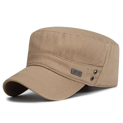 Vintage Men Flat Top Hat Adjustable Army Military Hats Cadet Style Men Women Army Cap Outdoor Fisher Sun Protective Hat