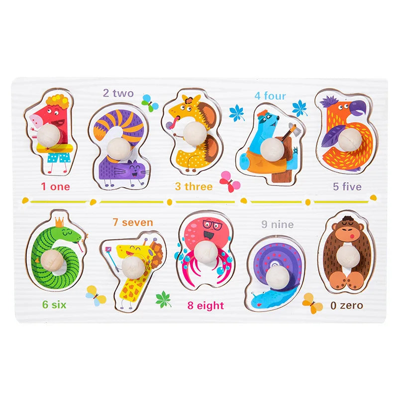 Montessori Baby Puzzle Wooden Toys 1 2 3 Years Children Hand Grab Board Game Toddler Fine Motor Skills Educational Toys for Kids