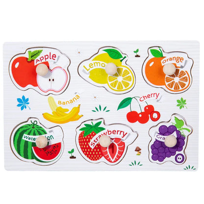 Montessori Baby Puzzle Wooden Toys 1 2 3 Years Children Hand Grab Board Game Toddler Fine Motor Skills Educational Toys for Kids