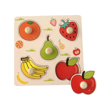 Montessori Baby Puzzle Wooden Toys 1 2 3 Years Children Hand Grab Board Game Toddler Fine Motor Skills Educational Toys for Kids
