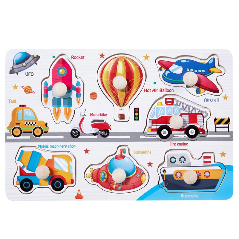 Montessori Baby Puzzle Wooden Toys 1 2 3 Years Children Hand Grab Board Game Toddler Fine Motor Skills Educational Toys for Kids