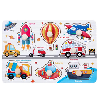 Montessori Baby Puzzle Wooden Toys 1 2 3 Years Children Hand Grab Board Game Toddler Fine Motor Skills Educational Toys for Kids