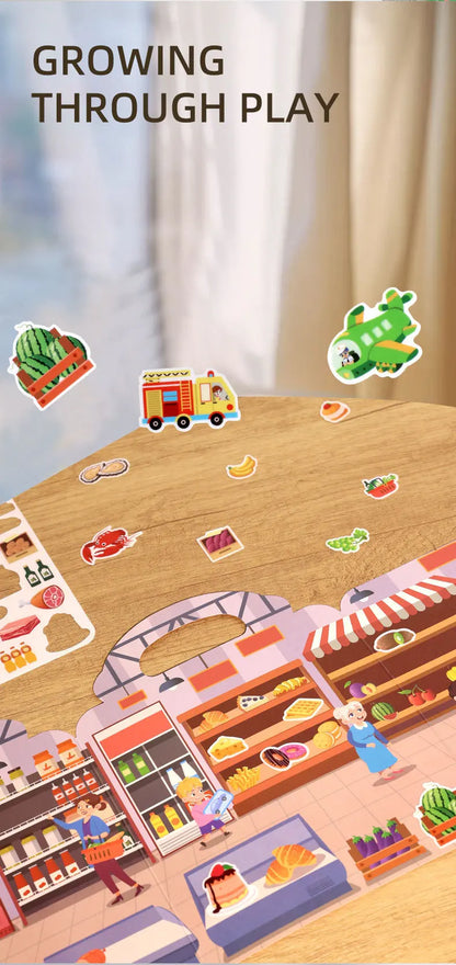 Reusable Sticker Book for Kids Vehicles Truck Multi-Theme Bubble Sticker Jelly Stickers Educational Learning Toys for Children