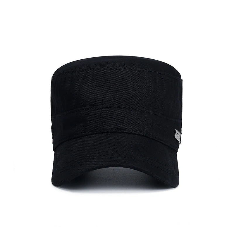 Vintage Men Flat Top Hat Adjustable Army Military Hats Cadet Style Men Women Army Cap Outdoor Fisher Sun Protective Hat