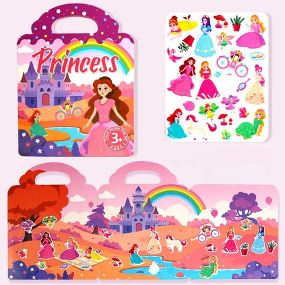 Reusable Sticker Book for Kids Vehicles Truck Multi-Theme Bubble Sticker Jelly Stickers Educational Learning Toys for Children